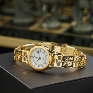 Наручний годинник "Shine" з дамаської сталі та позолоти від бренду Anframa